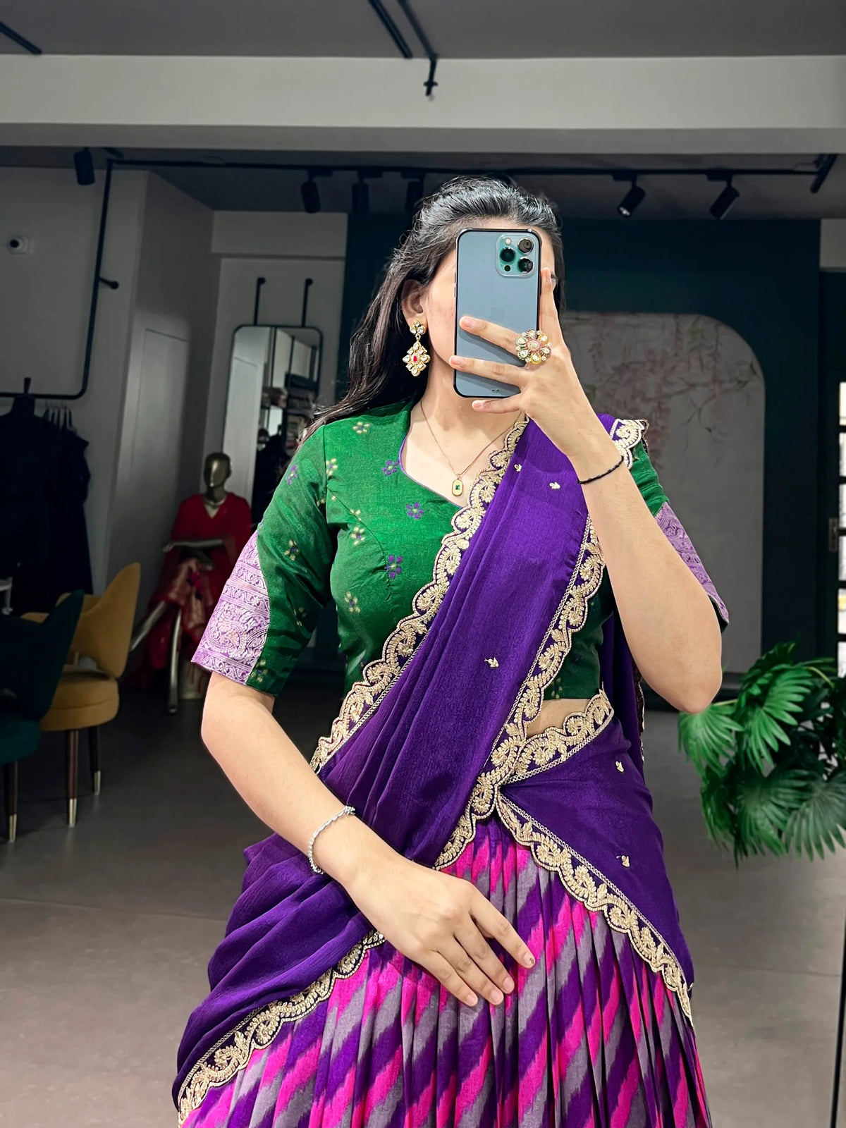 purple lehenga closeup