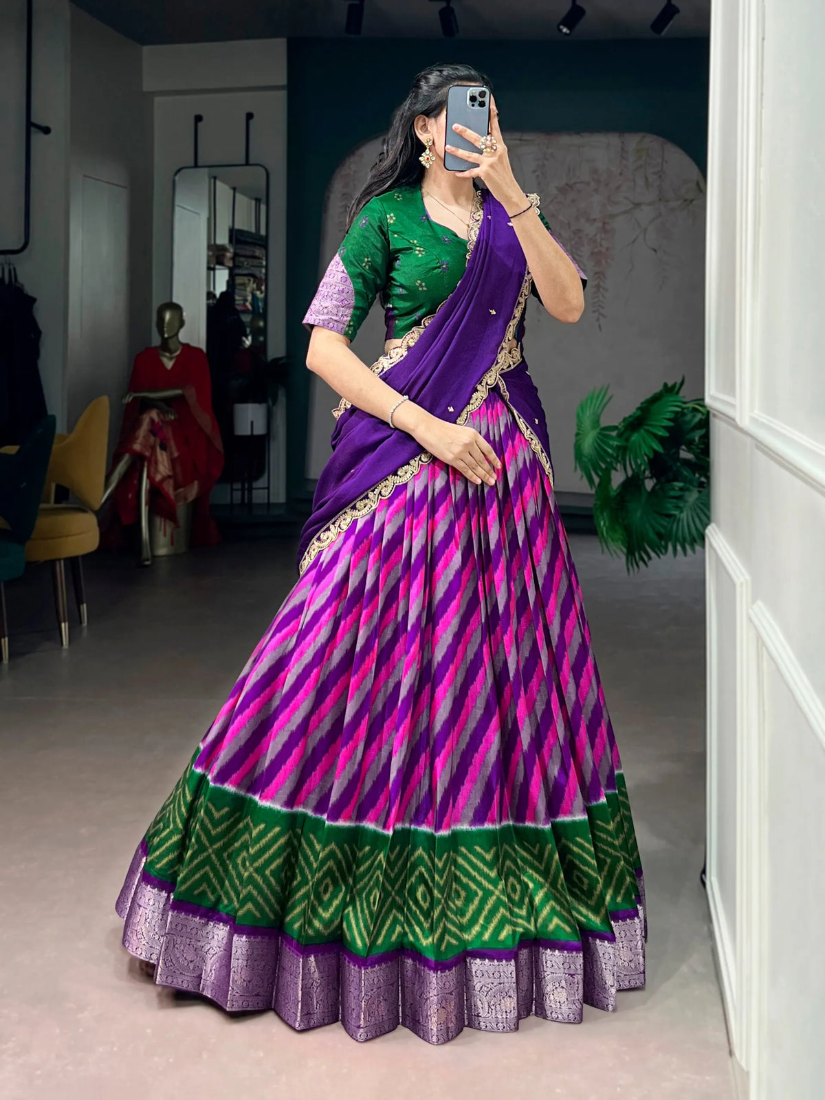 purple lehenga front