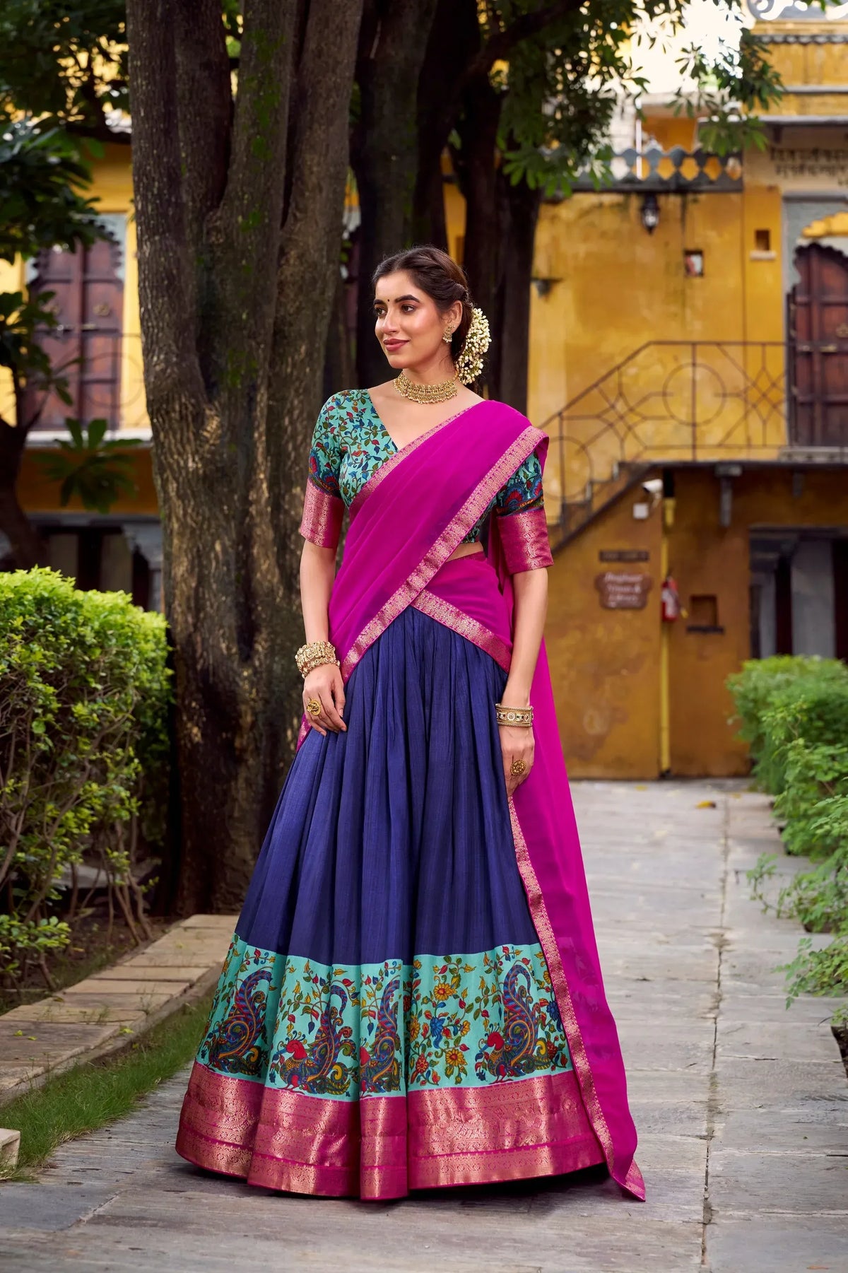 purple silk lehenga choli