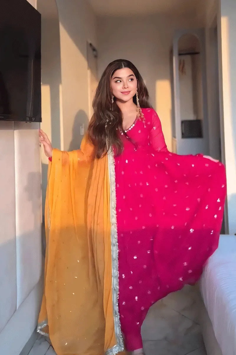 rani pink anarkali gown
