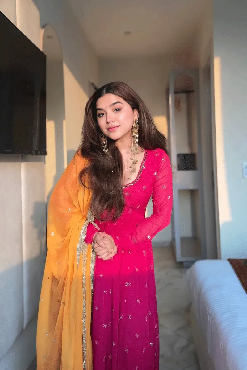 rani pink embroidered gown