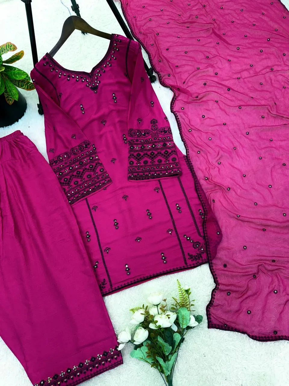 rani pink ethnic wear set