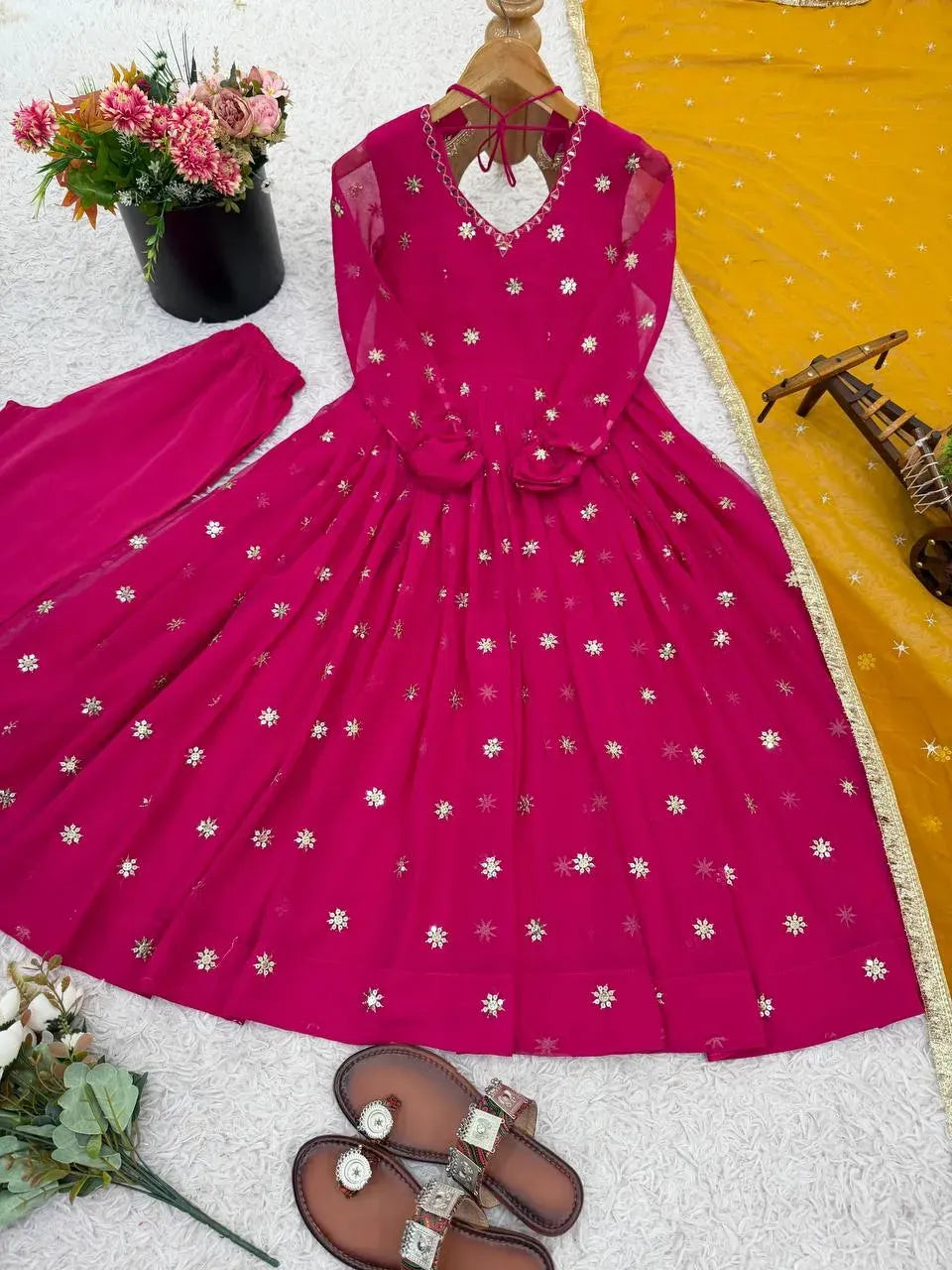 rani pink festive gown set