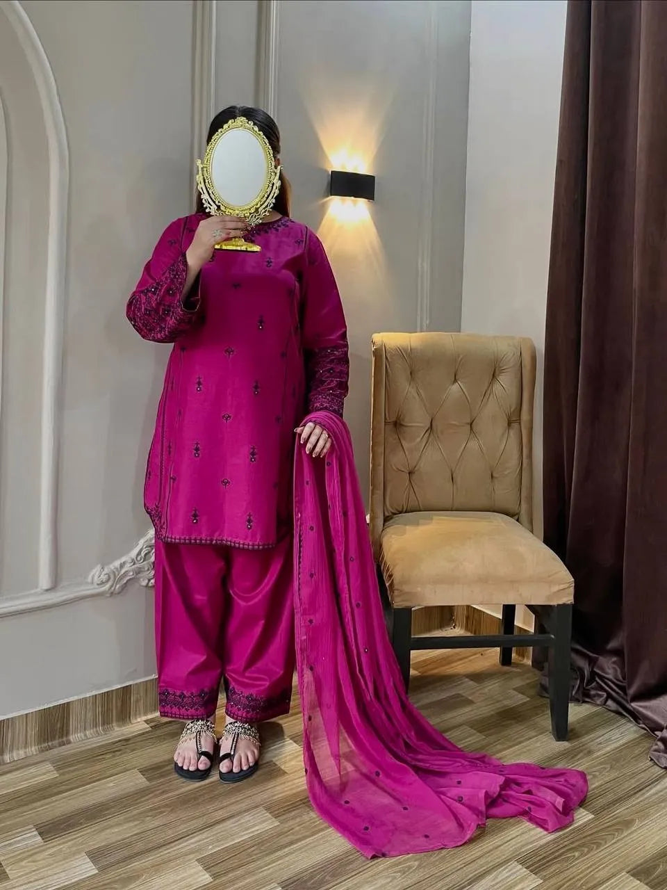 rani pink rayon cotton set