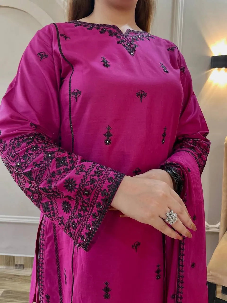 rani pink rayon farshi set