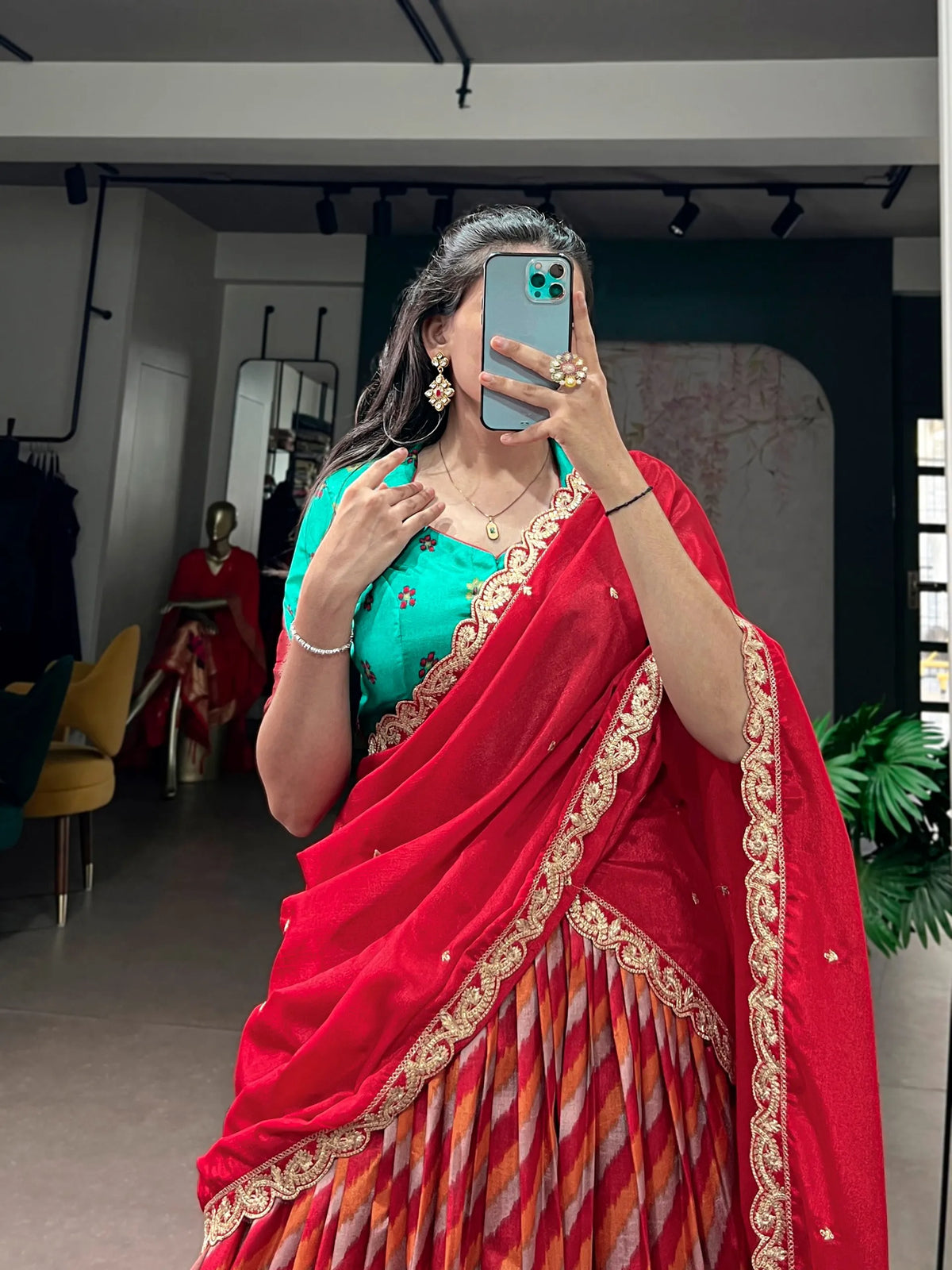 red lehenga closeup
