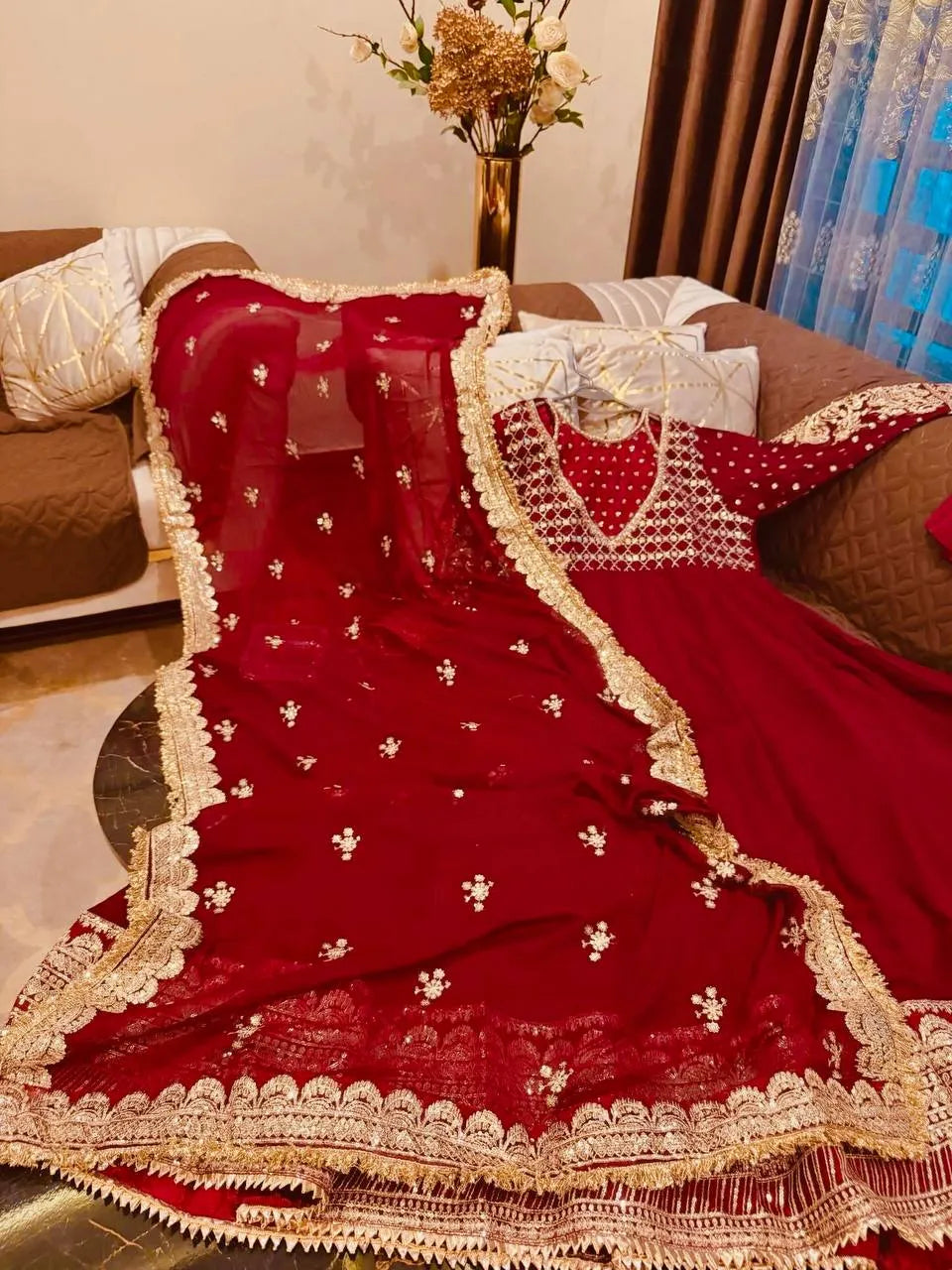red occasion wear gown