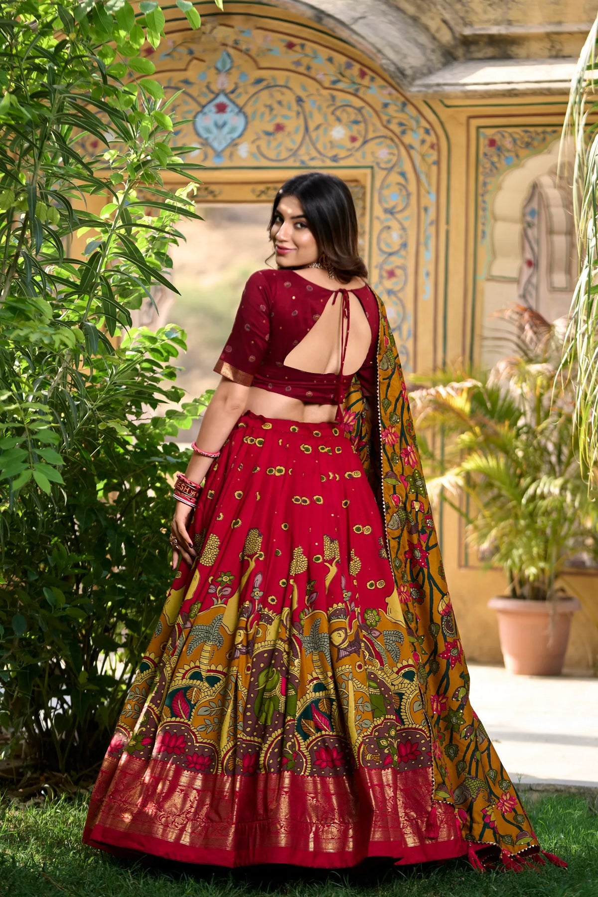 red tasar silk set