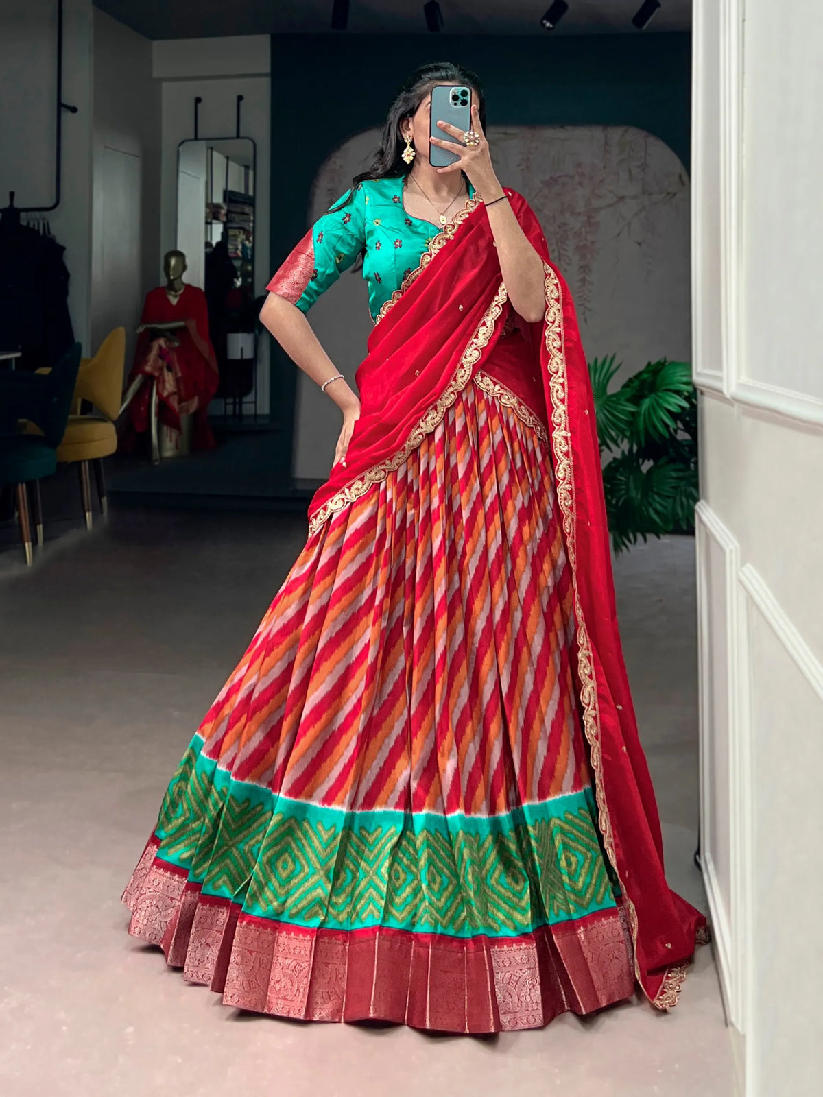 red teal lehenga style