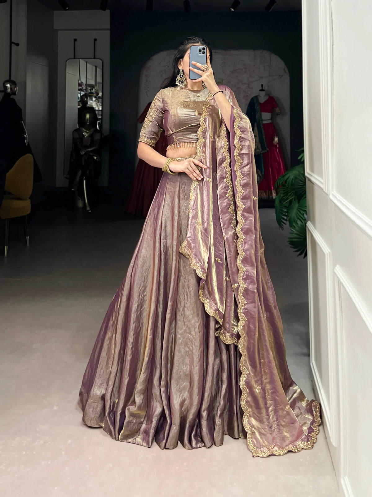 rose gold fendi lehenga