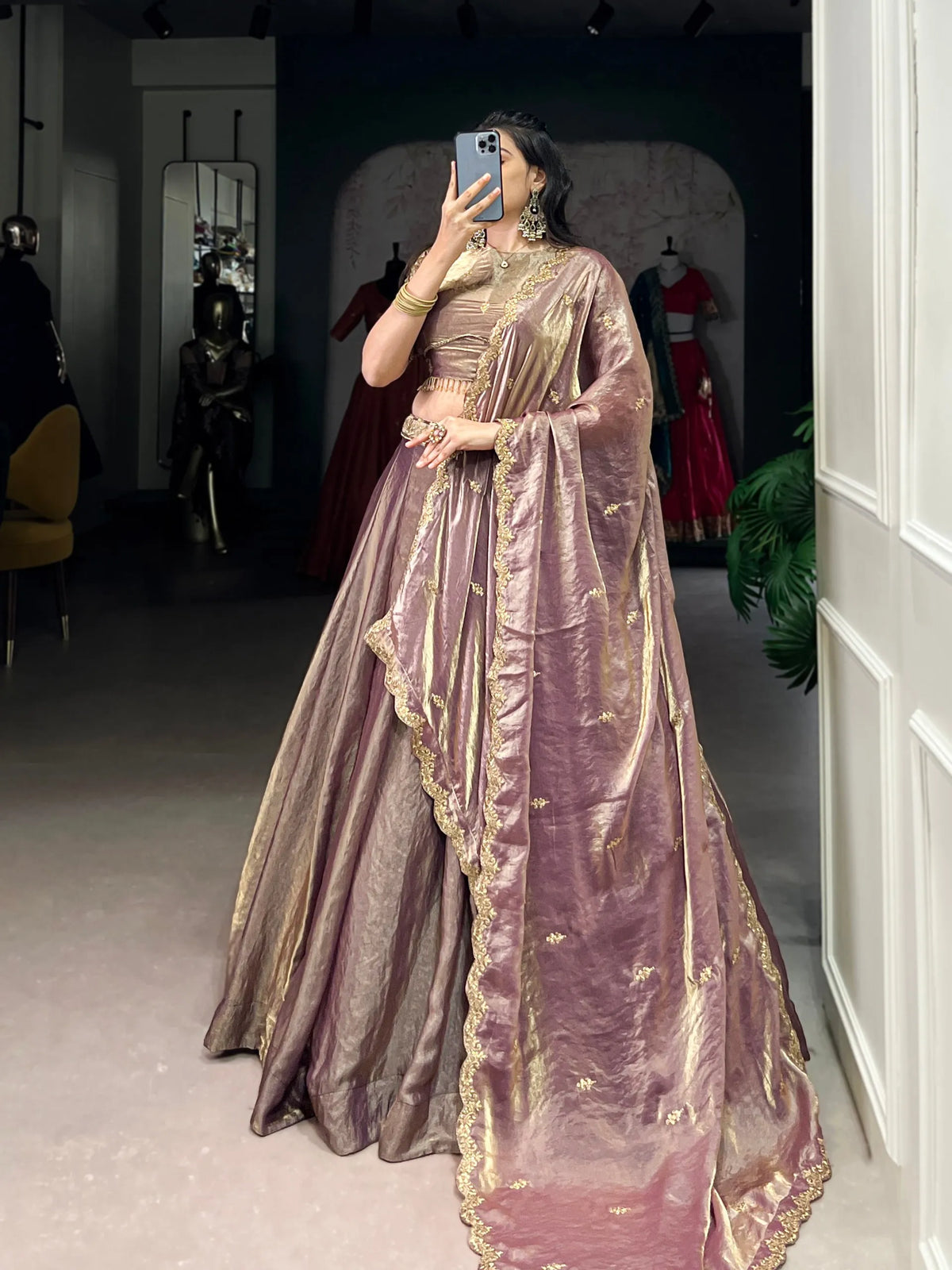 rose gold sequin lehenga