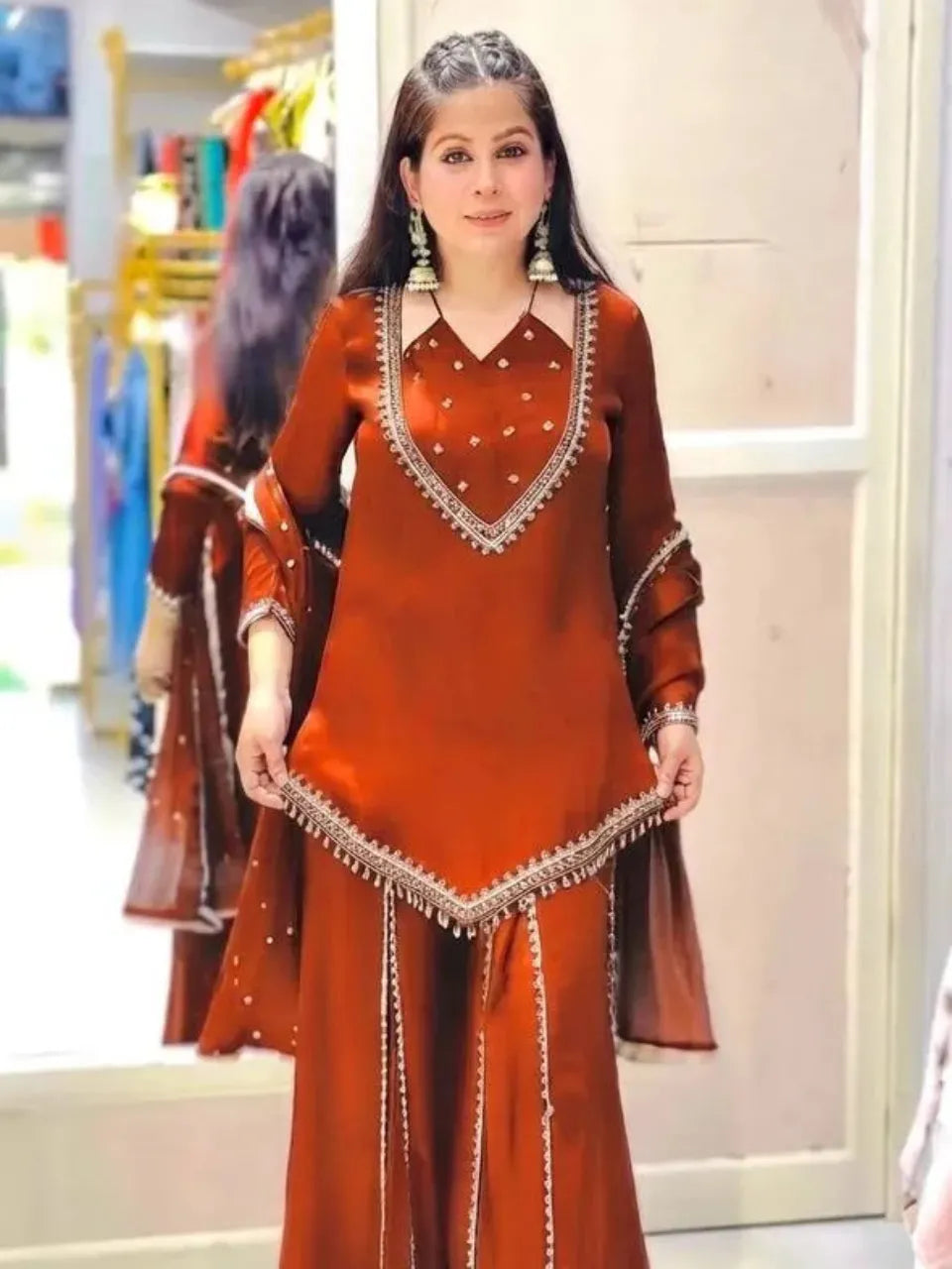 rust orange palazzo women