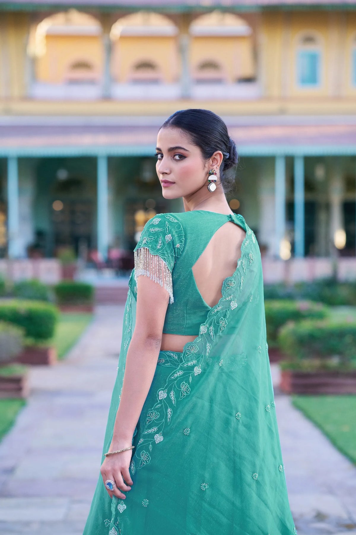 sea green festive lehenga