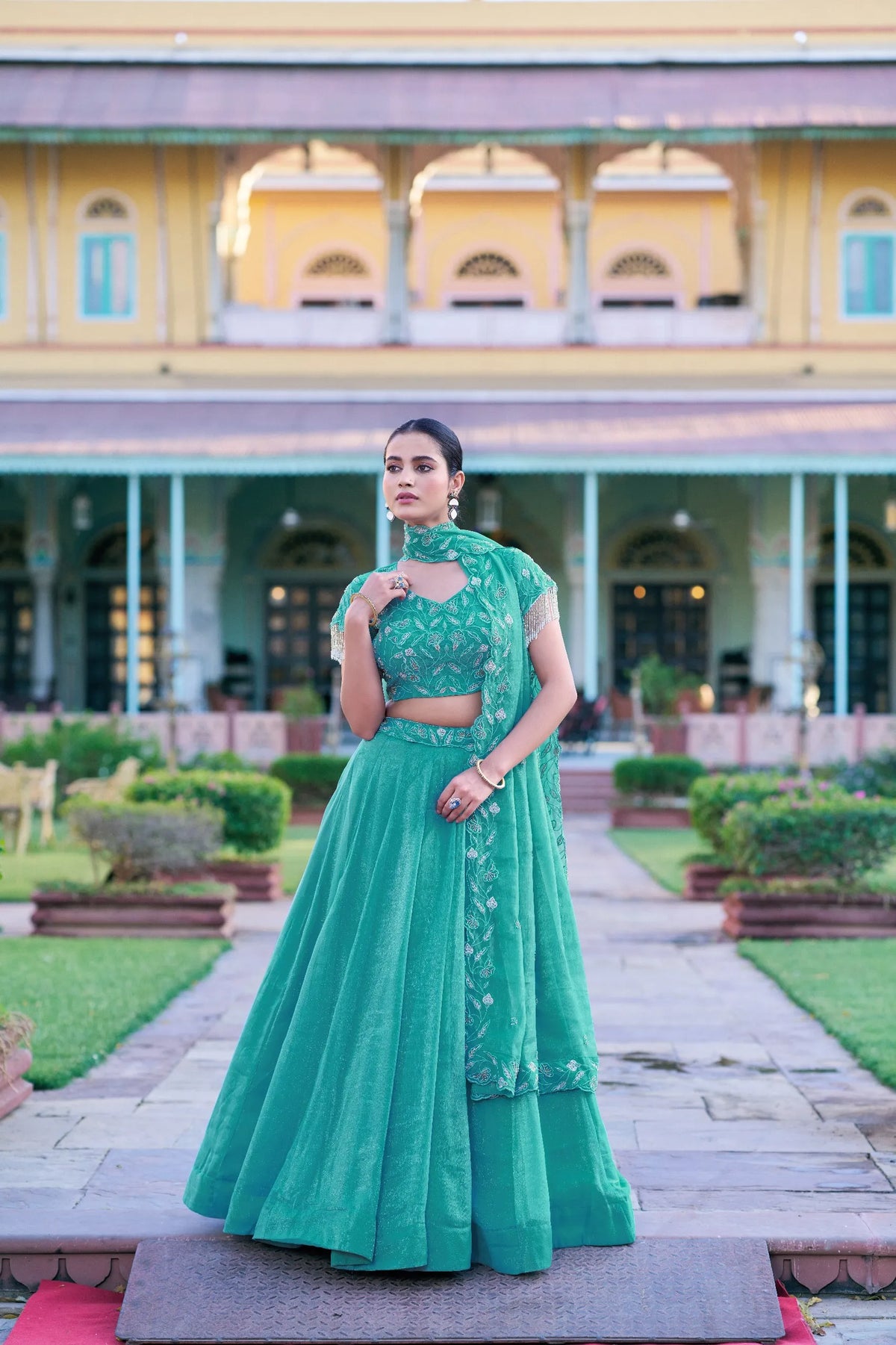 sea green lehenga choli