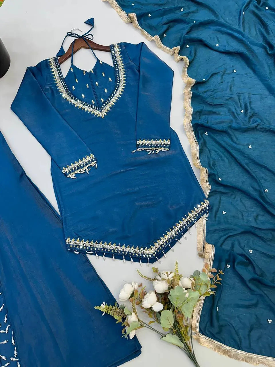 teal blue ethnic set