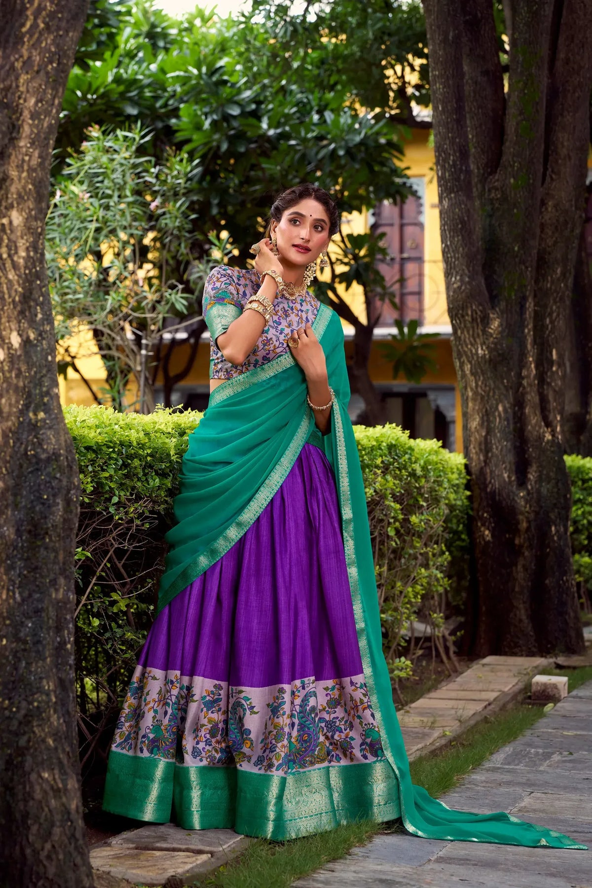 teal lehenga choli