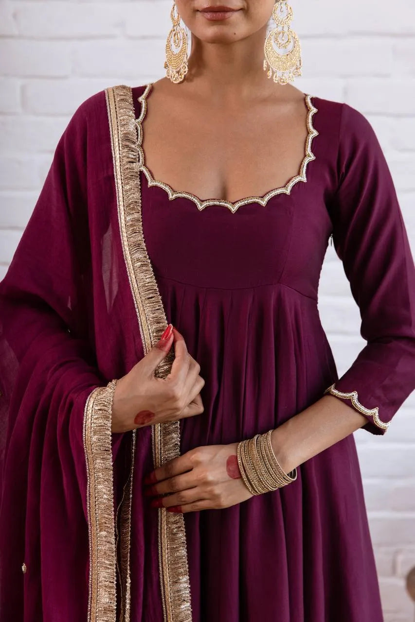 wine beads work gown set