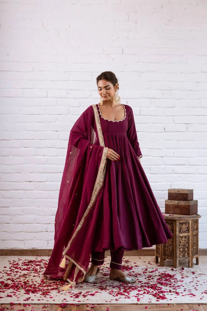 wine gown with dupatta